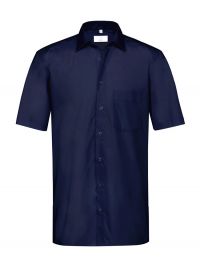 Dunkelblaues Kurzarmhemd für Herren mit Kent-Kragen und Brusttasche, Regular Fit